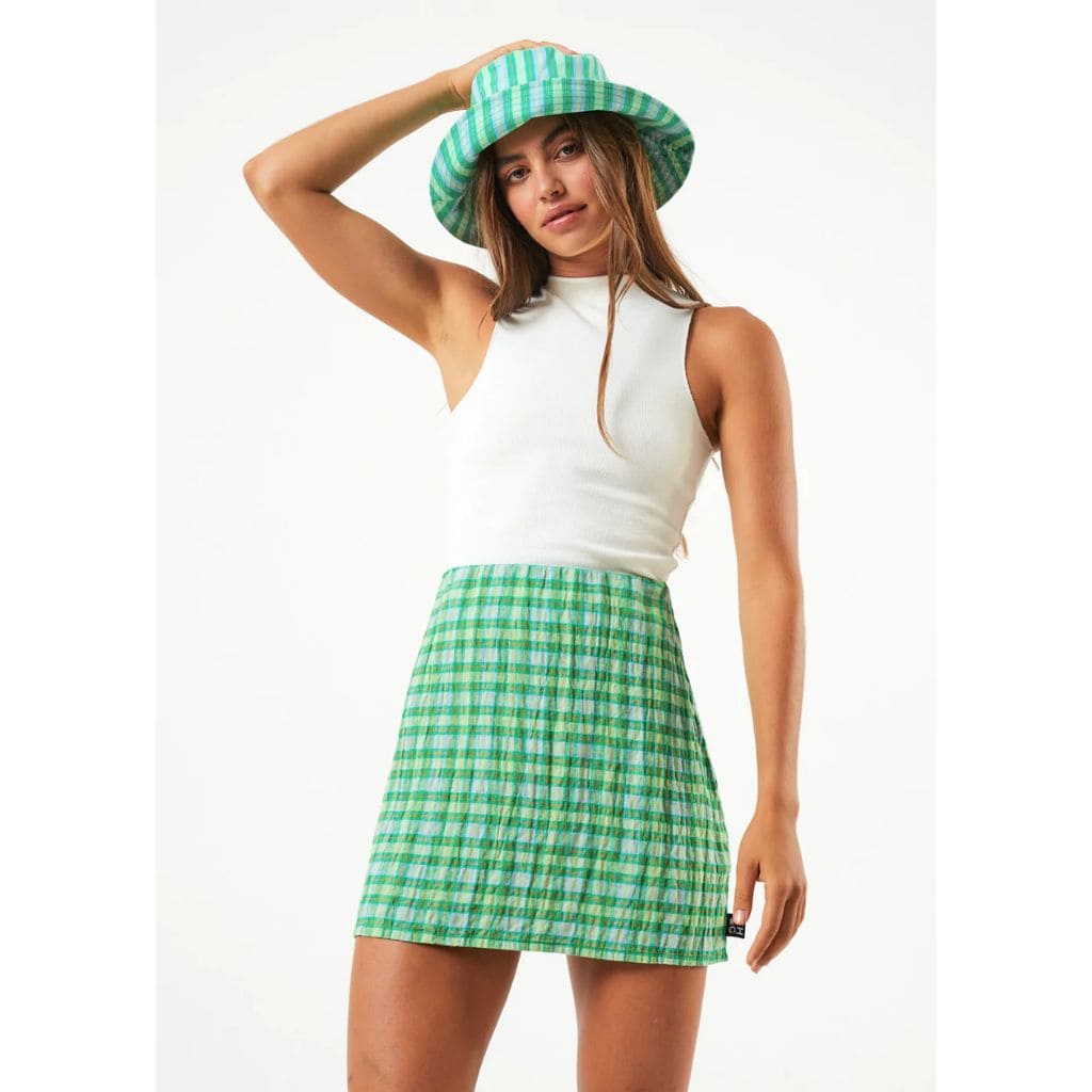 Nasty Gal Navy + Green Check Skirt With Sparkle + Front Split Size 14 New |  eBay
